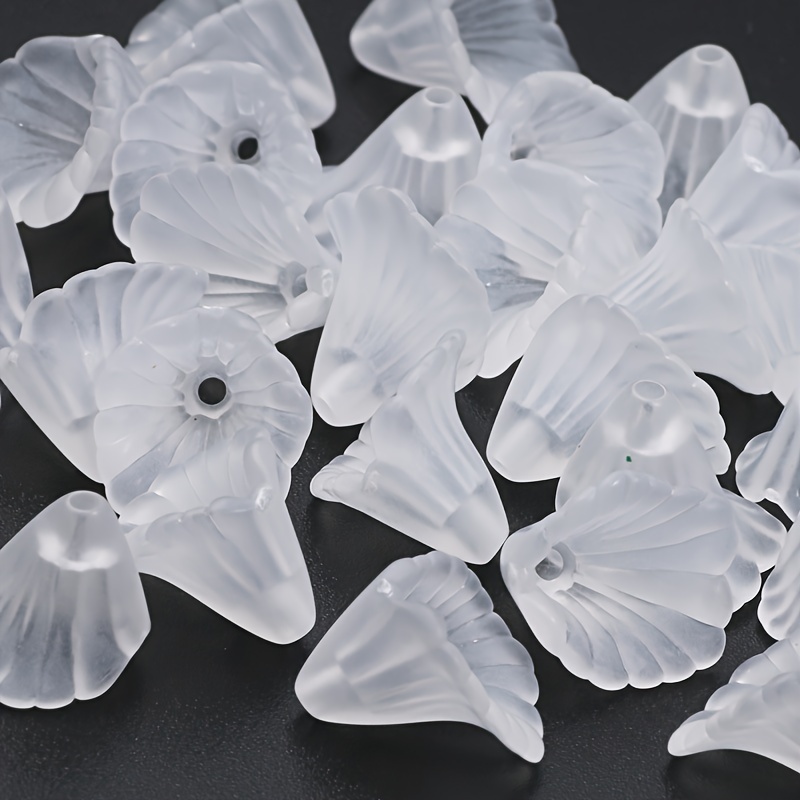 100pcs 12mm Frosted Acrylic Bell Flower Beads DIY Jewelry Making Crafts